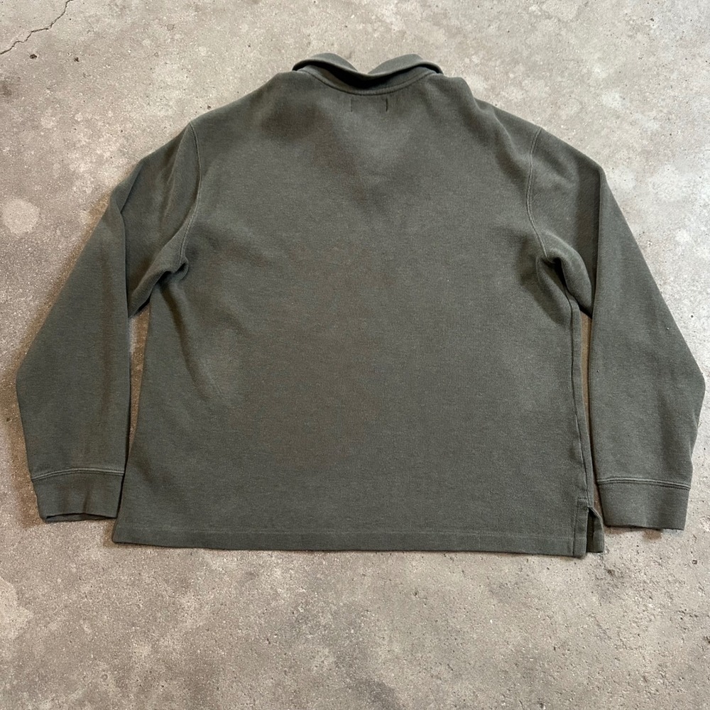 Polo Ralph Lauren Quarter Zip Pullover Mens Large Olive Green 100% Cotton Boxy - Picture 9 of 9